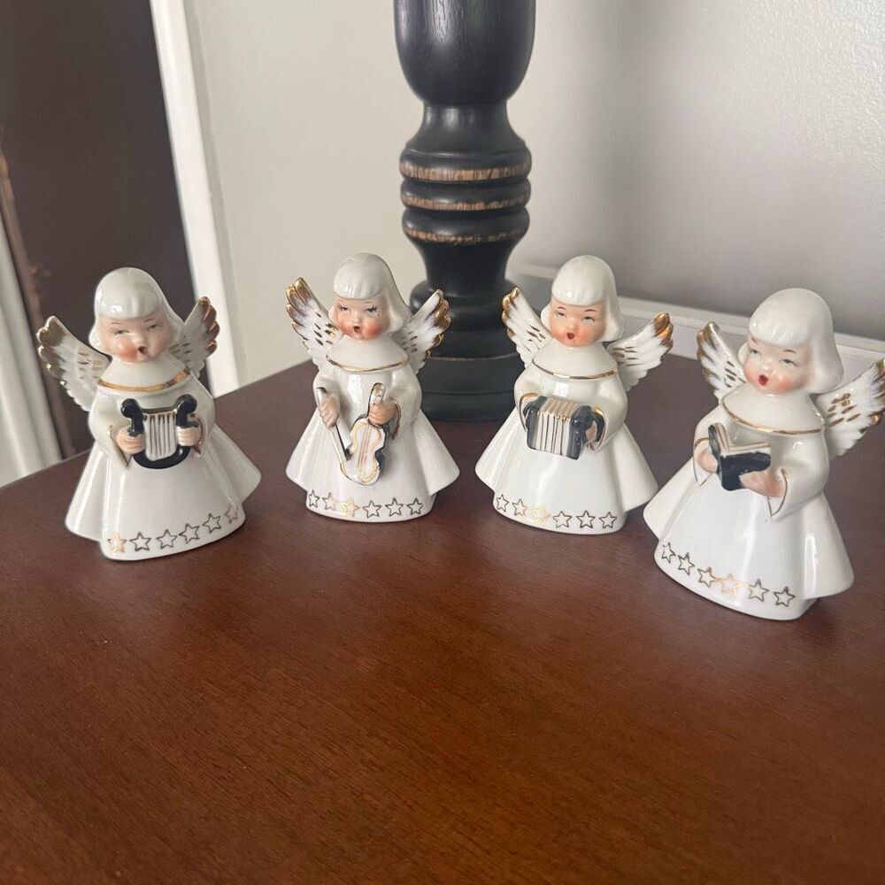 Vintage Musical Angel Choir 4 Girls Instruments Japan Christmas